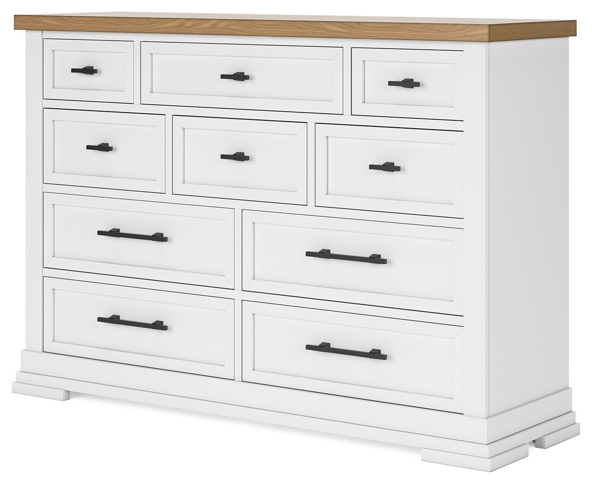 Ashbryn - White / Natural - Dresser by Benchcraft® | Bel Furniture