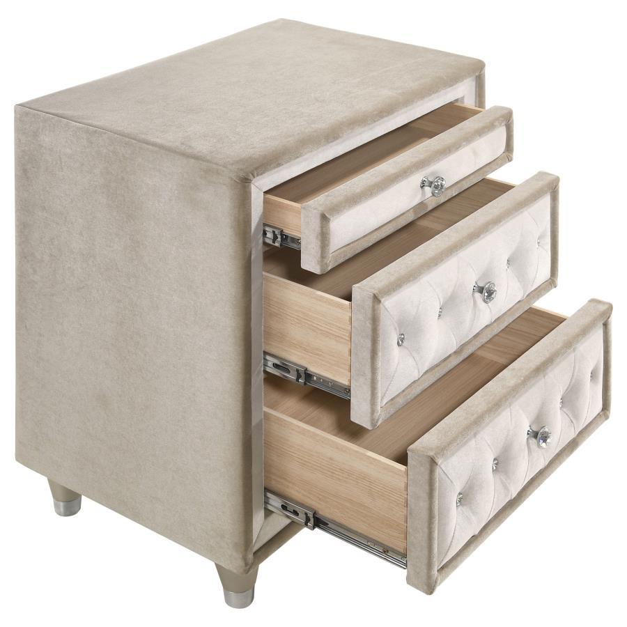 Antonella - Upholstered 3-Drawer Nightstand by CoasterElevations | Bel Furniture