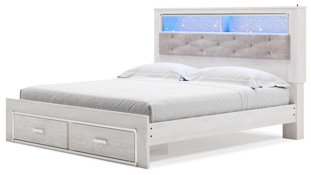 Altyra - White - King Upholstered Bookcase Bed With Storage by Signature Design by Ashley® | Bel Furniture
