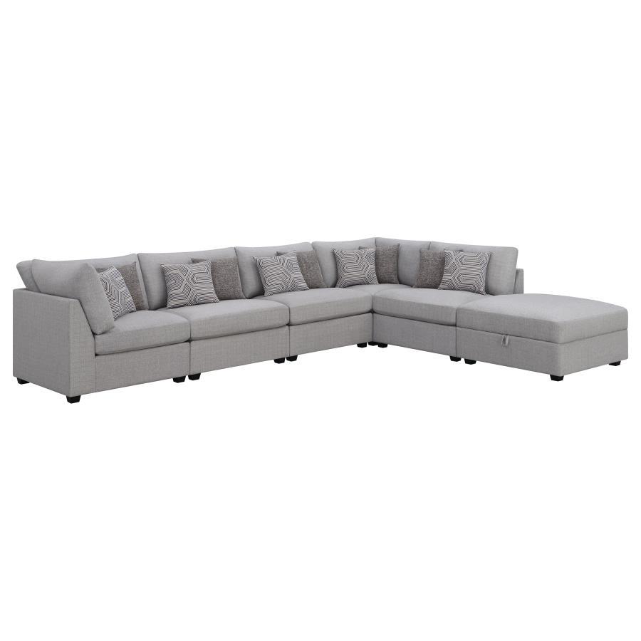 Cambria - Upholstered Modular Sectional Sofa Gray 6 Pc. RAF Sectional, Ottoman by CoasterElevations | Bel Furniture