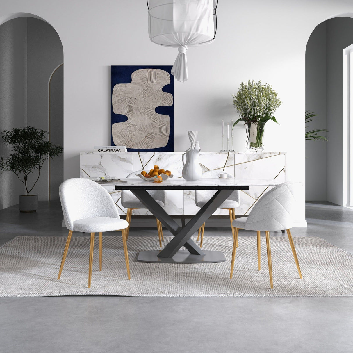 Marion - Mid-Century Modern Dining Chair (Set of 2) - Gold / White by Ashcroft Furniture | Bel Furniture