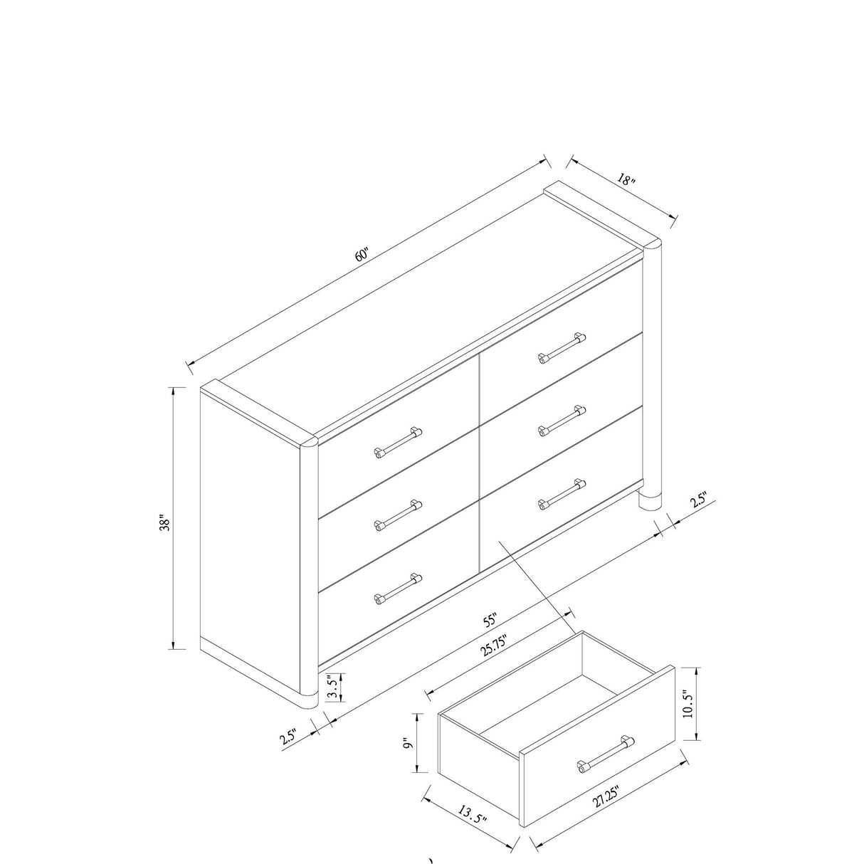 Sarai - 5 Pieces Bedroom Set With Upholstered Headboard
