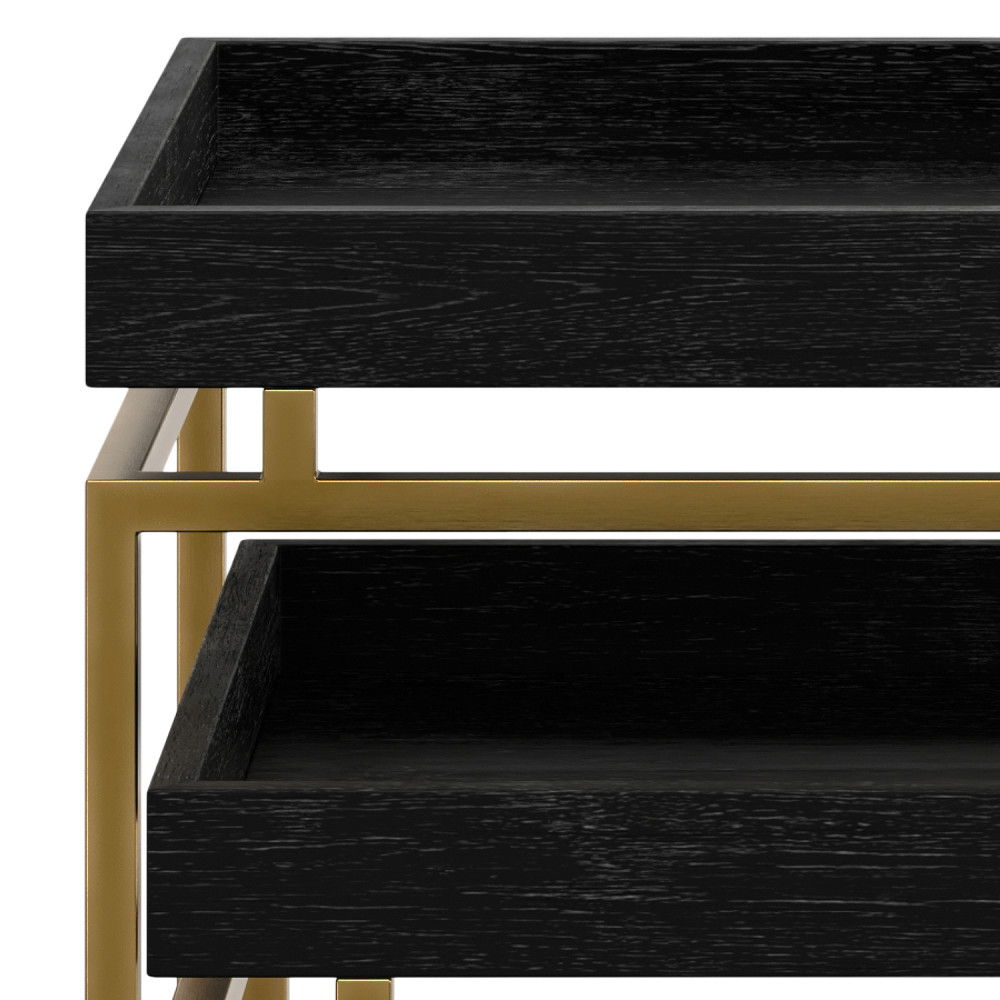 Macy - 2 Pieces Nesting Table - Black / Gold by Simpli-Home | Bel Furniture