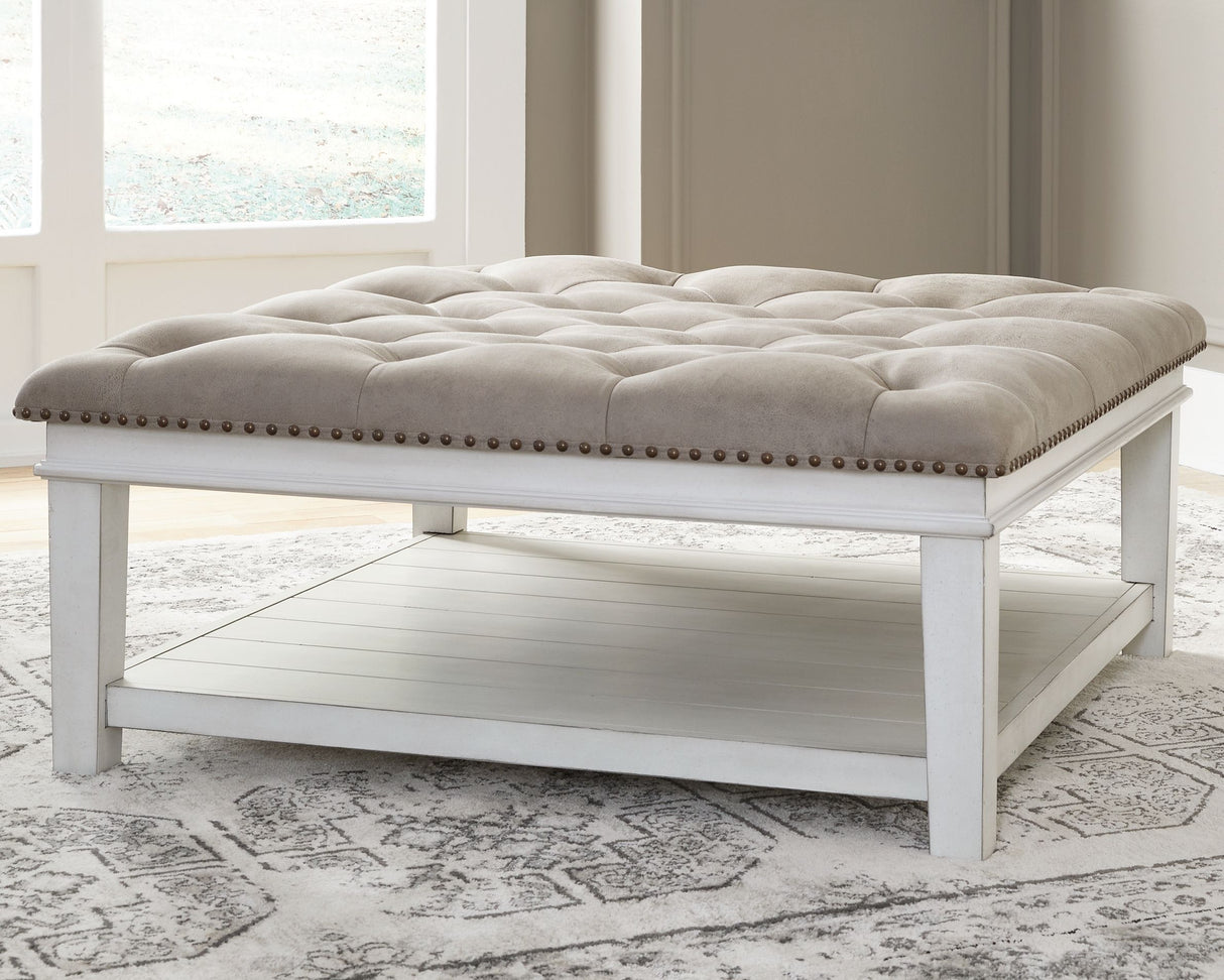 Kanwyn - Whitewash - Uph Ottoman Cocktail Table by Signature Design by Ashley® | Bel Furniture