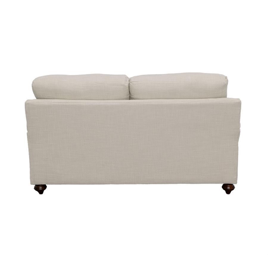 Glenn - Upholstered English Arm Loveseat - Light Gray And Blue by CoasterElevations | Bel Furniture