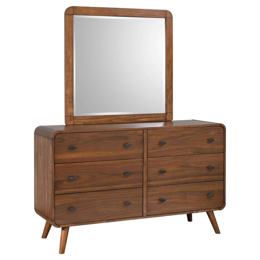 Robyn - 6-Drawer Bedroom Dresser And Mirror Dark Brown by CoasterEssence | Bel Furniture
