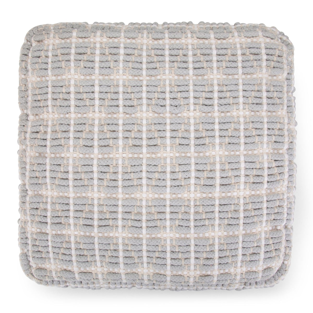 Noreen - Square Pouf - Light Blue / White