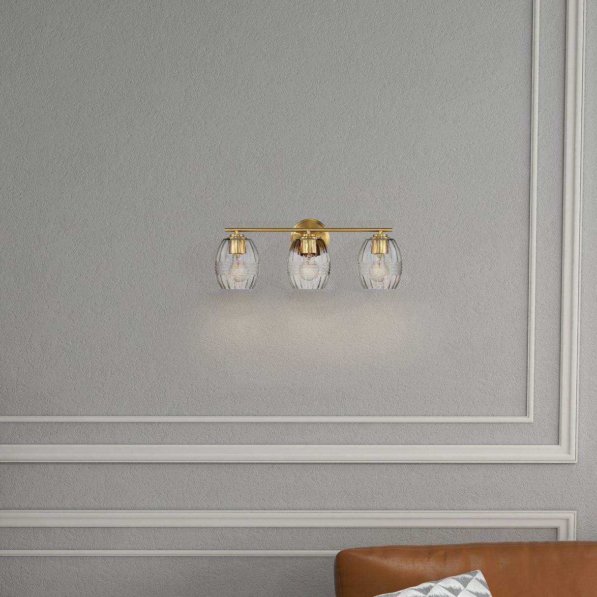 Twilight - 3 Lights Brush Contemporary Vanity Light - Clear / Gold by Ashcroft Furniture | Bel Furniture