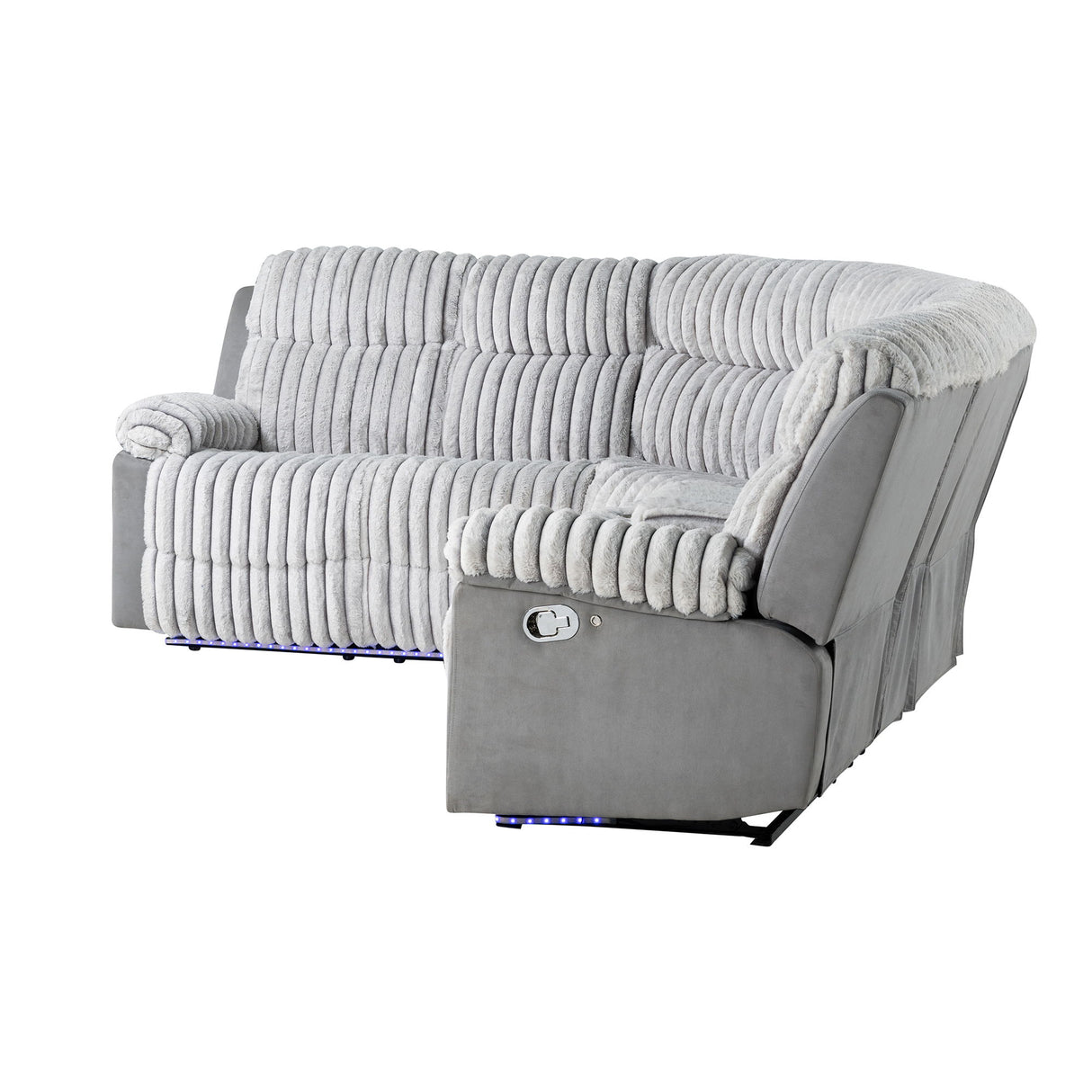 Bruni - Sectional Sofa With LED Lighting And Manual Recline - Gray