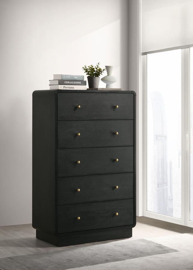 Cavelle - 5-Drawer Chest Of Drawers - Black by Coaster Fine Furniture | Bel Furniture