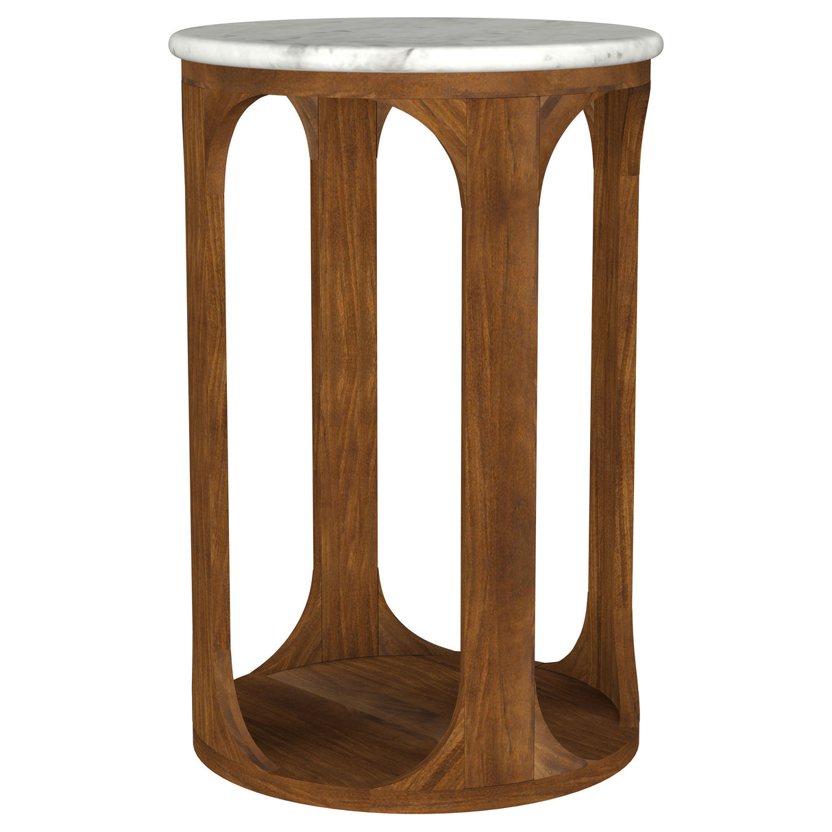 Berkeley - Round Marble Top Side Table - White And Brown by Coaster Fine Furniture | Bel Furniture