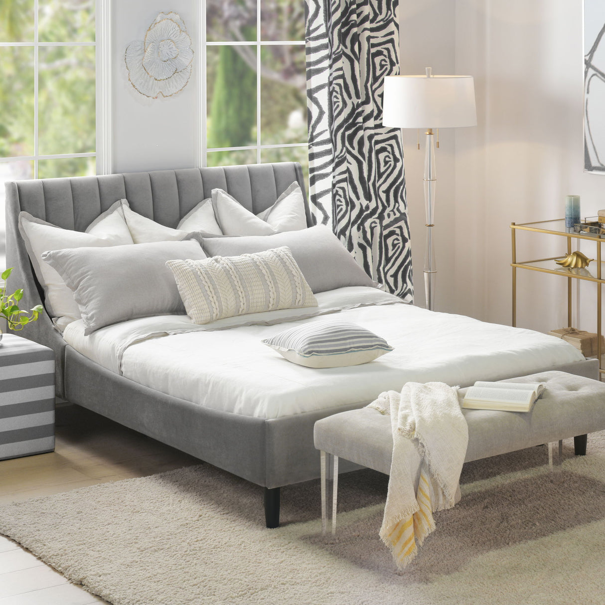 Aspen - Vertical Tufted Modern Headboard Platform Bed Set by Jennifer Taylor Home | Bel Furniture
