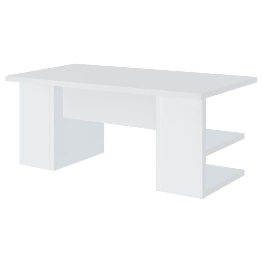 Alice - 4-Shelf Engineered Wood Writing Desk - White by CoasterEssence | Bel Furniture
