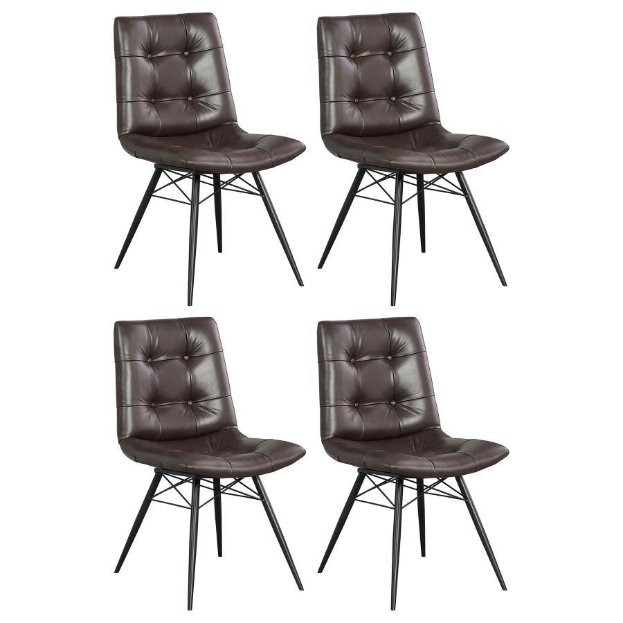 Aiken - Upholstered Dining Side Chair (Set of 4) Dark Brown by CoasterEssence | Bel Furniture