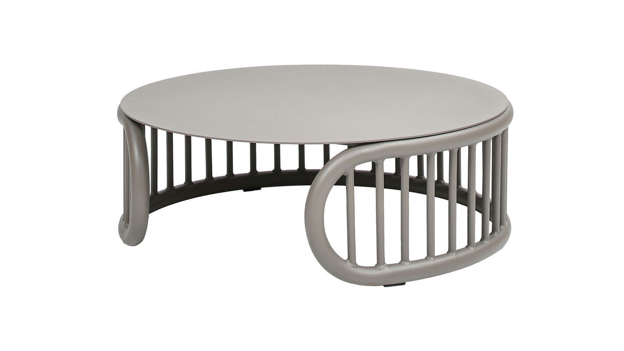 Harper - Indoor/Outdoor Modern Round Coffee Table - Geige Taupe Aluminum by Jennifer Taylor Home | Bel Furniture