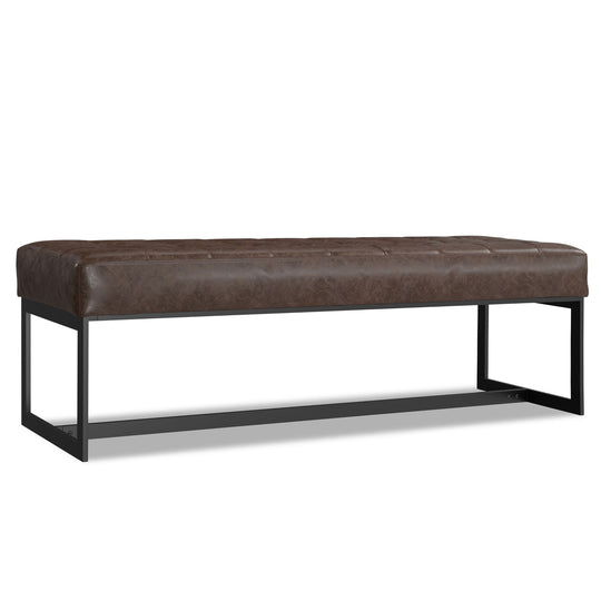 Penelope Ottoman Bench With Genuine Leather Upholstery Brown