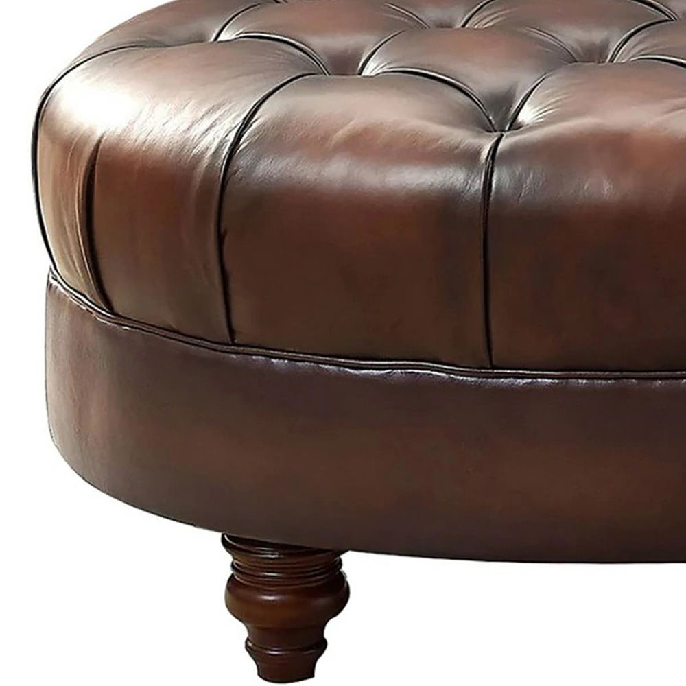 Newport - Leather Ottoman - Caramel by Hydeline Furniture | Bel Furniture