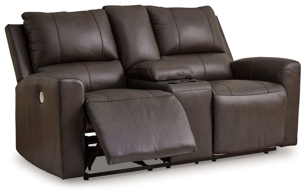 Boxmere - Storm - Dbl Power Reclining Loveseat with Console by Signature Design by Ashley® | Bel Furniture