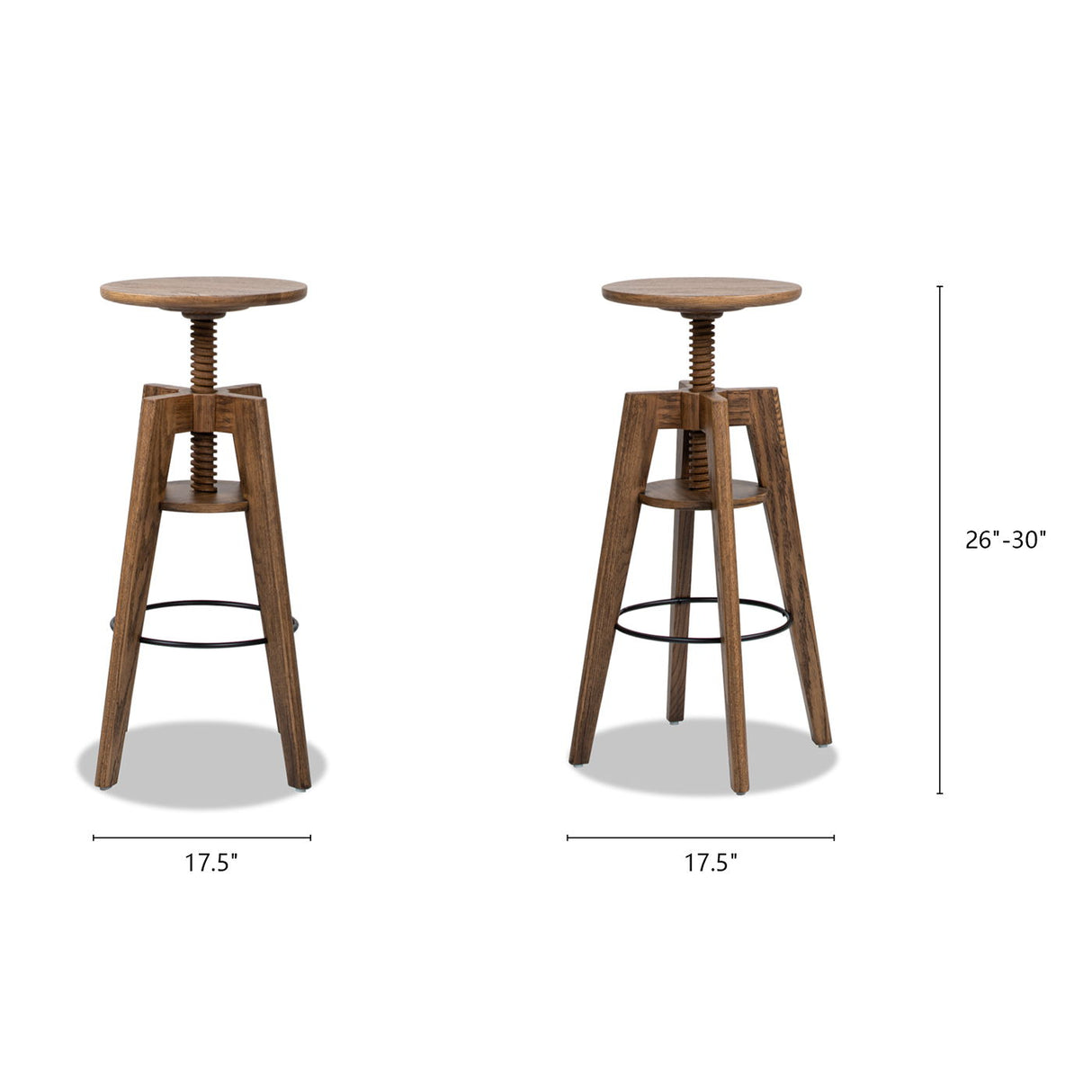 Spencer - Minimalist Oak Adjustable Bar Counter Stool - Walnut Brown Oak by Jennifer Taylor Home | Bel Furniture