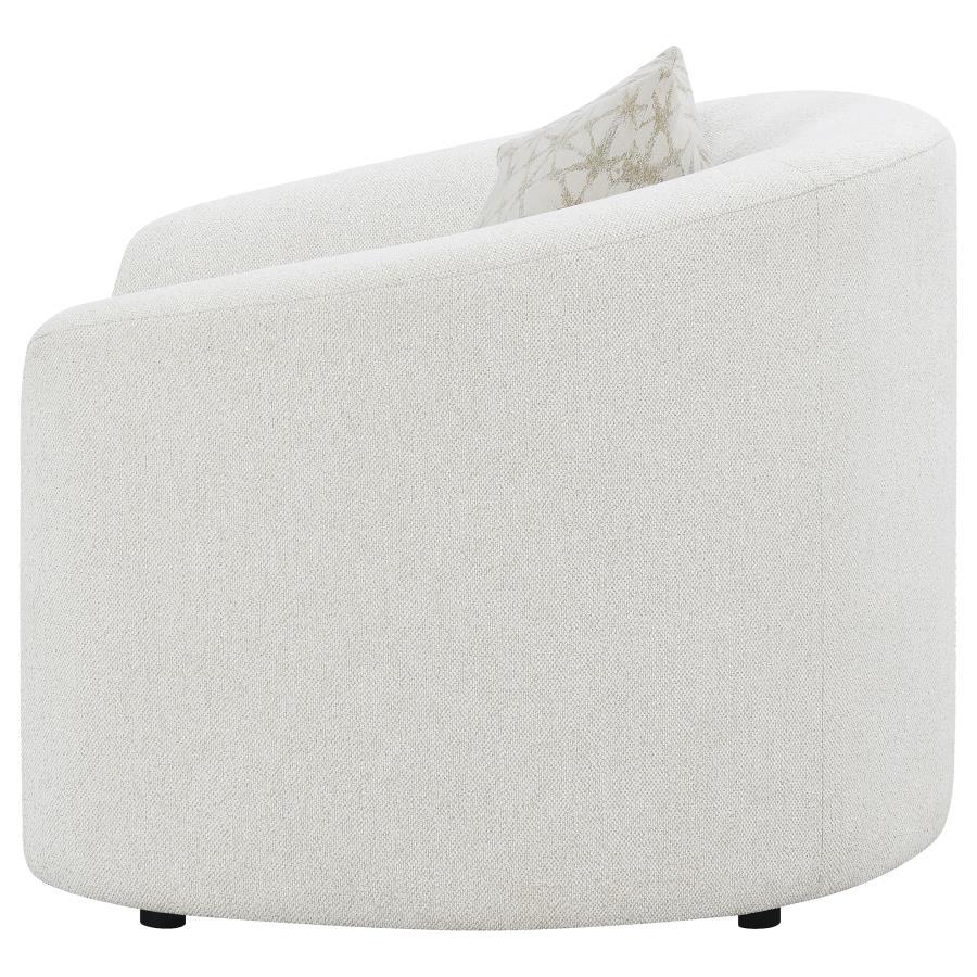 Rainn - Boucle Upholstered Sloped Arm Accent Chair - Latte by CoasterEssence | Bel Furniture