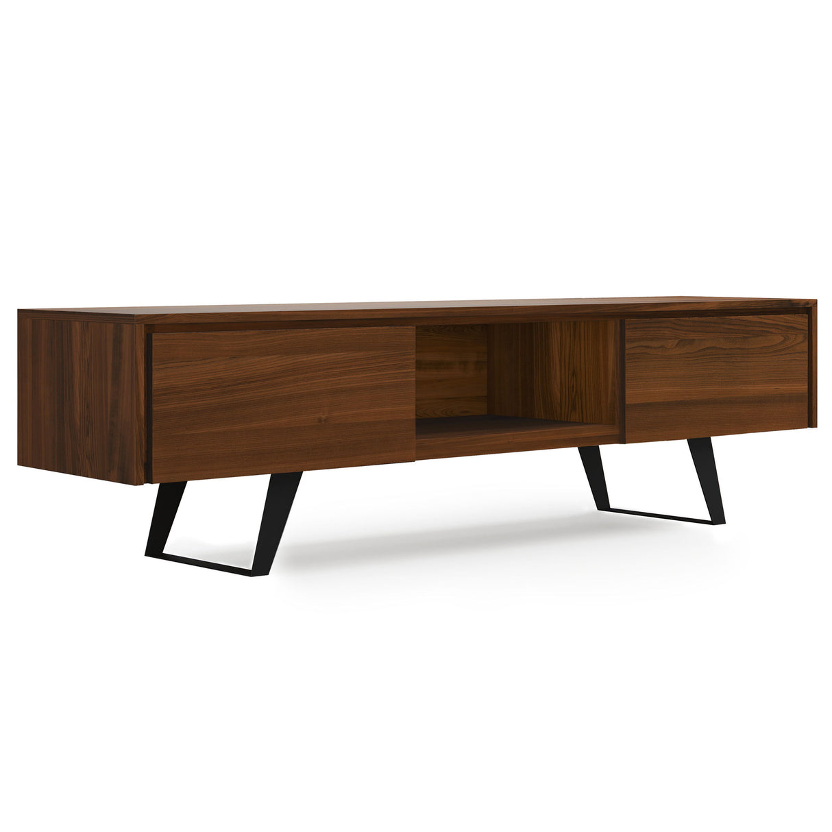 Lowry - Handcrafted TV Media Stand - Walnut by Simpli-Home | Bel Furniture