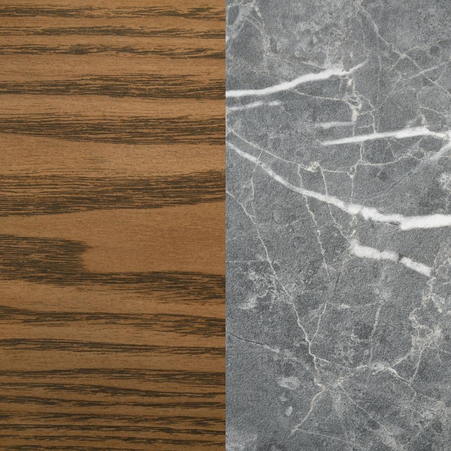 Franklin - 59" Round Dining Table - Gray And Dark Oak