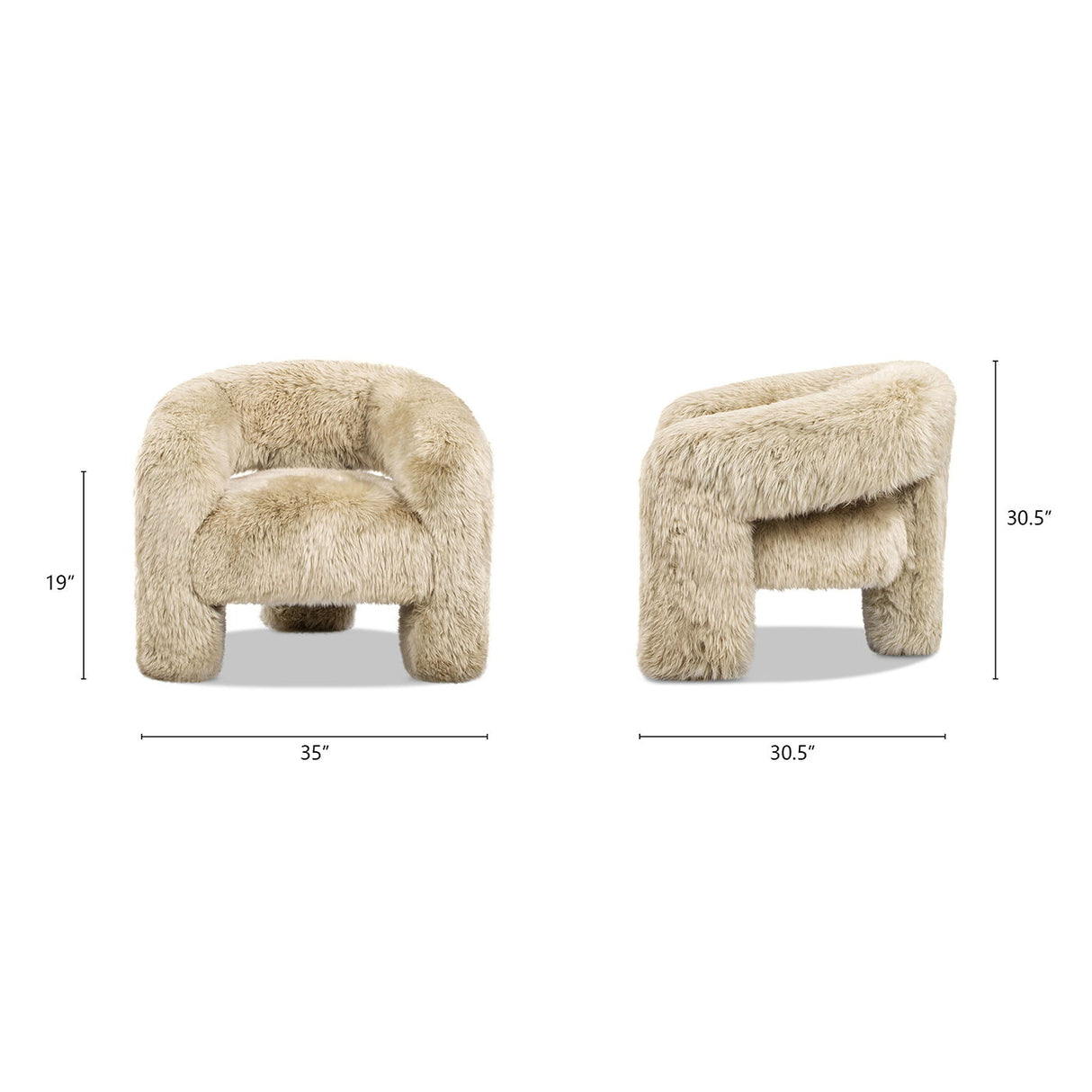 Avalon - Genuine Sheepskin Fur Split Barrel Back Accent Chair - Natural Blonde by Jennifer Taylor Home | Bel Furniture