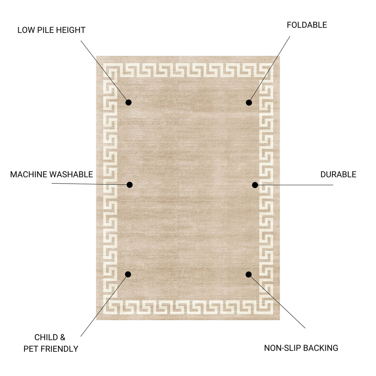 Toucan - Washable Non - Slip Area Rug - Beige by Icona Home Decor | Bel Furniture