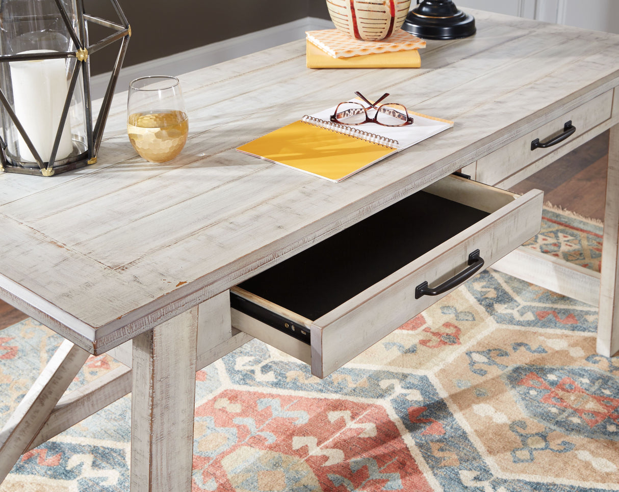 Carynhurst - Whitewash - Home Office Large Leg Desk by Signature Design by Ashley® | Bel Furniture