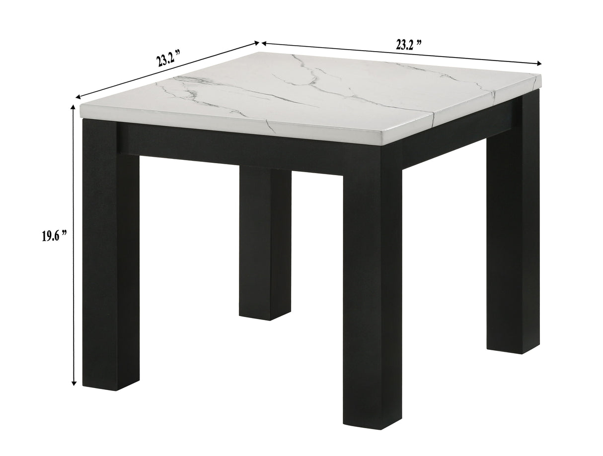 Ivy - 3 Piece Faux Marble White Cocktail Set - White / Black by Crown Mark | Bel Furniture