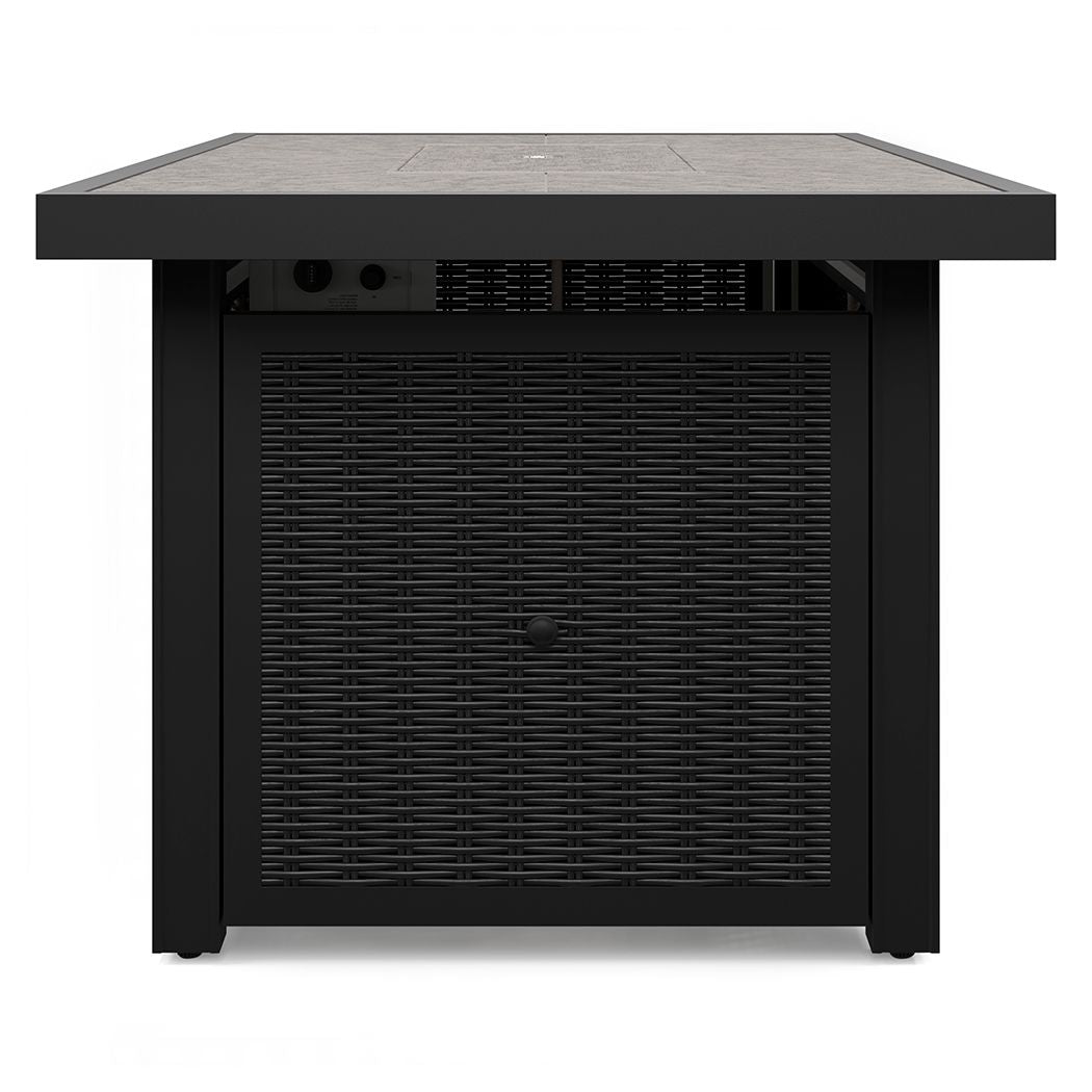 Beachcroft - Rectangular Fire Pit Table - Black / Light Gray