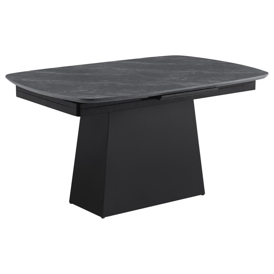Potero - Faux Marble Extension Leaf Dining Table - Black by Coaster Fine Furniture | Bel Furniture