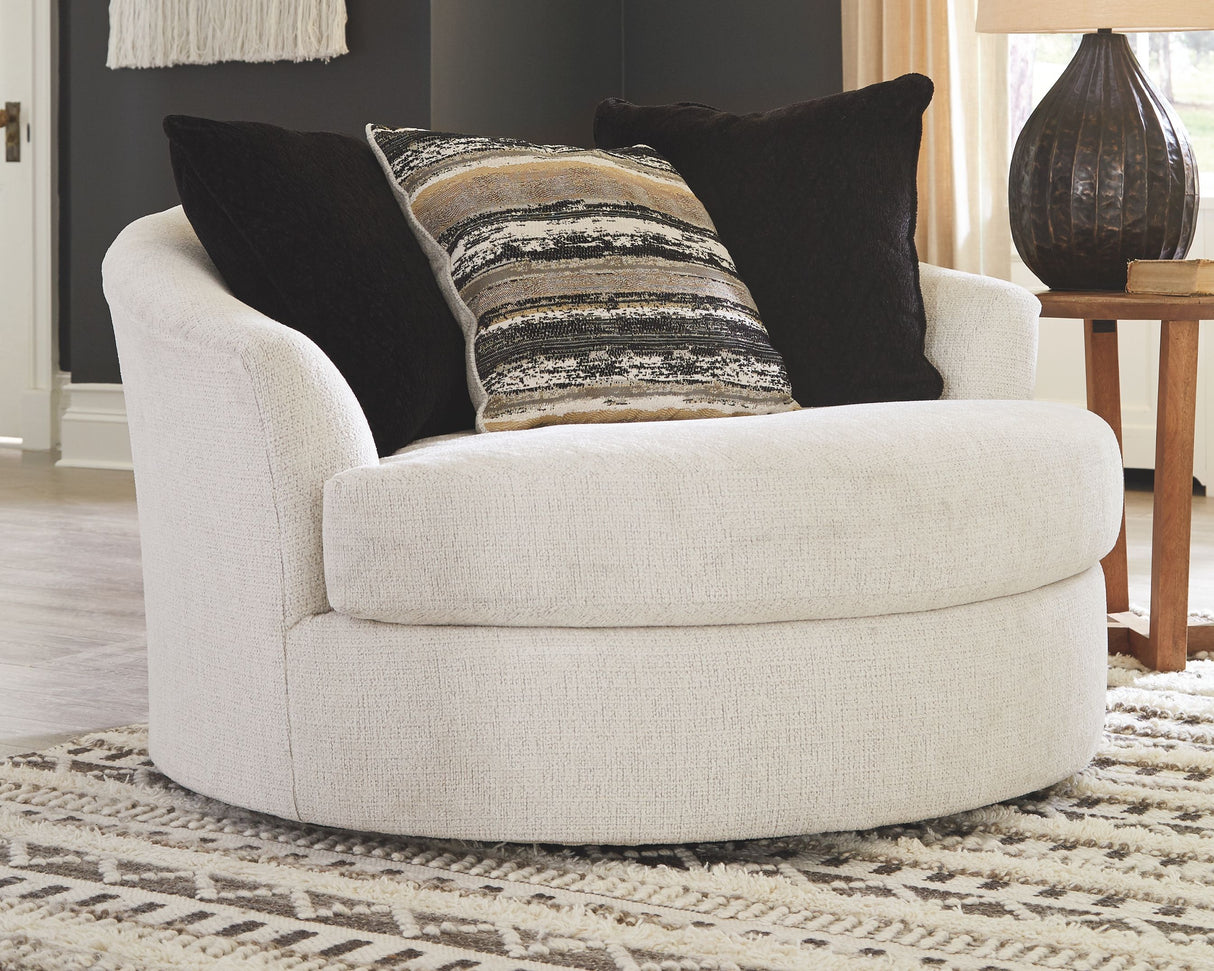 Cambri - Snow - Oversized Round Swivel Chair by Ashley® | Bel Furniture