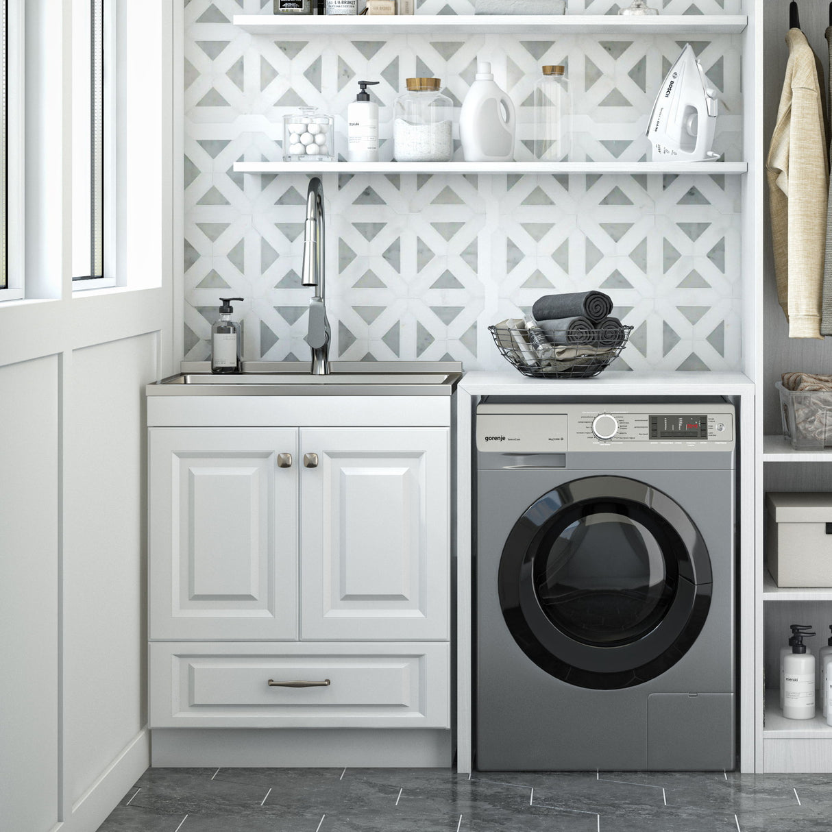 Lawrence - Laundry Cabinet With Faucet And Stainless Steel Sink