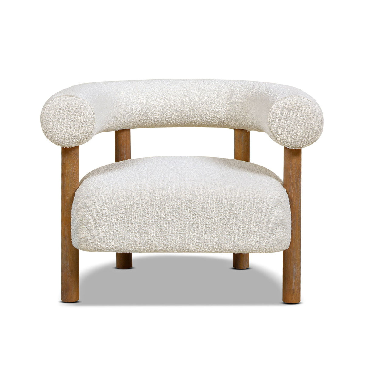 Fuji - Mid Century Modern Barrel Accent Arm Chair - Ivory White by Jennifer Taylor Home | Bel Furniture