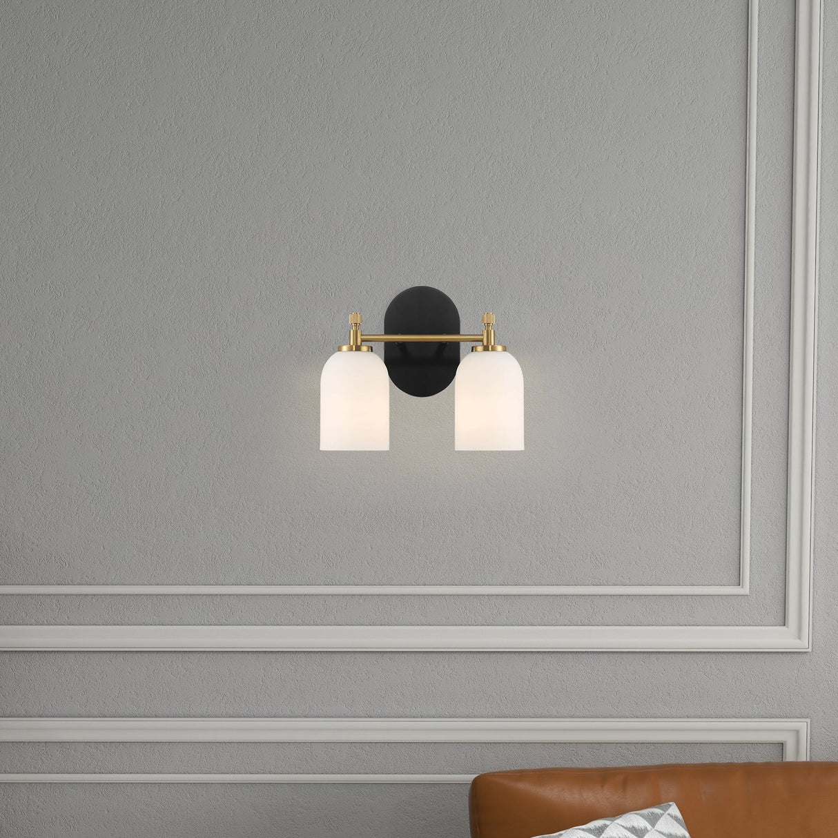 Vortex - 2 Lights Vanity In Traditional Style For Over Bathroom Mirror Wall Sconce - Black / Gold / White by Ashcroft Furniture | Bel Furniture