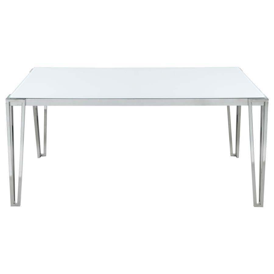 Pauline - Rectangular Glass Top Dining Table - Chrome by CoasterElevations | Bel Furniture