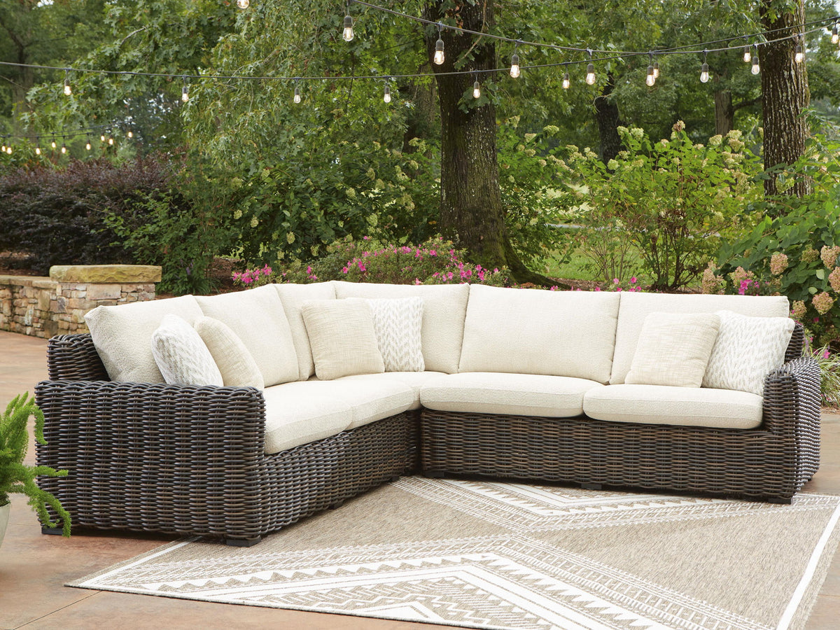 Kimora - 3-Piece Outdoor Sectional - Beige / Dark Brown