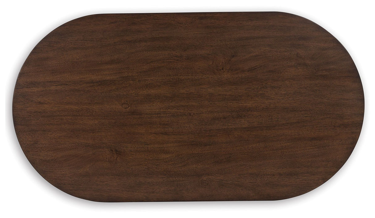 Korestone - Dark Brown - Oval Cocktail Table by Signature Design by Ashley® | Bel Furniture