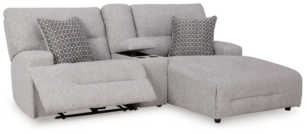 Acklen Place - Pewter - 4 Pc. - 3-Piece Power Reclining Sectional Sofa With Raf Chaise, Wide Seat Power Recliner by Signature Design by Ashley® | Bel Furniture