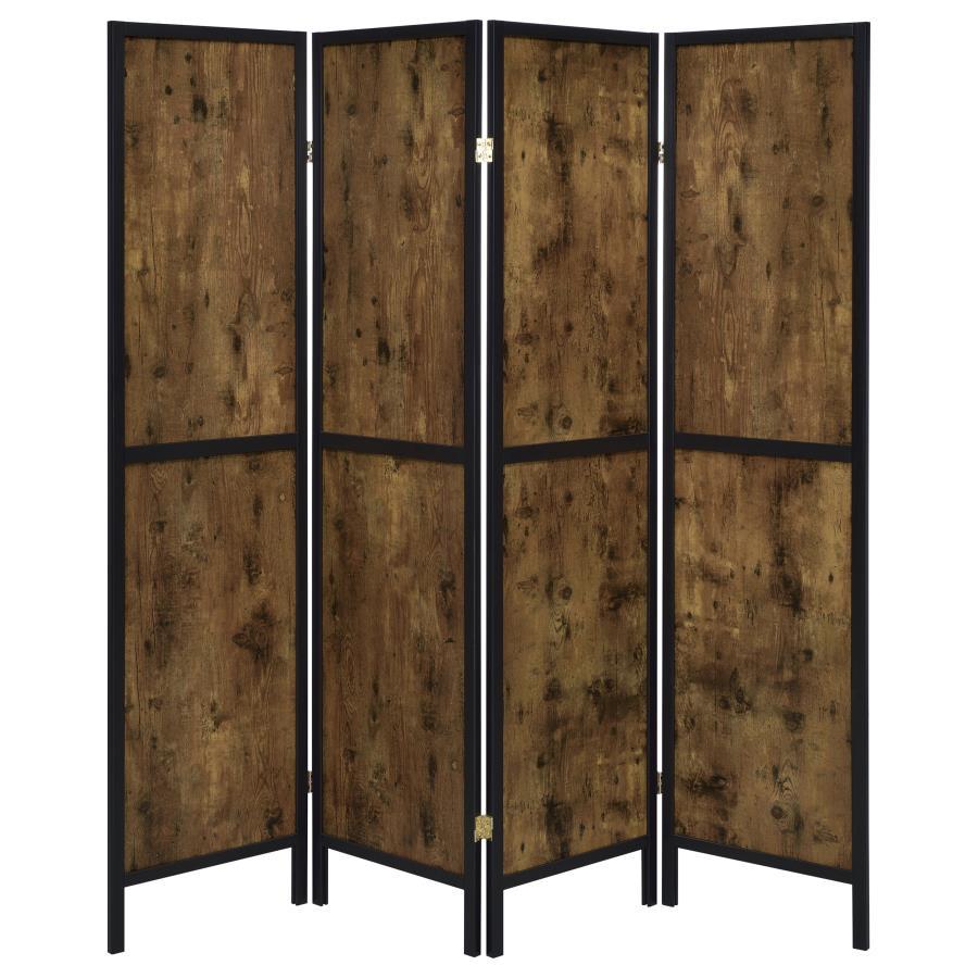 Deepika - 4-Panel Room Divider Folding Screen - Rustic Nutmeg by CoasterEveryday | Bel Furniture