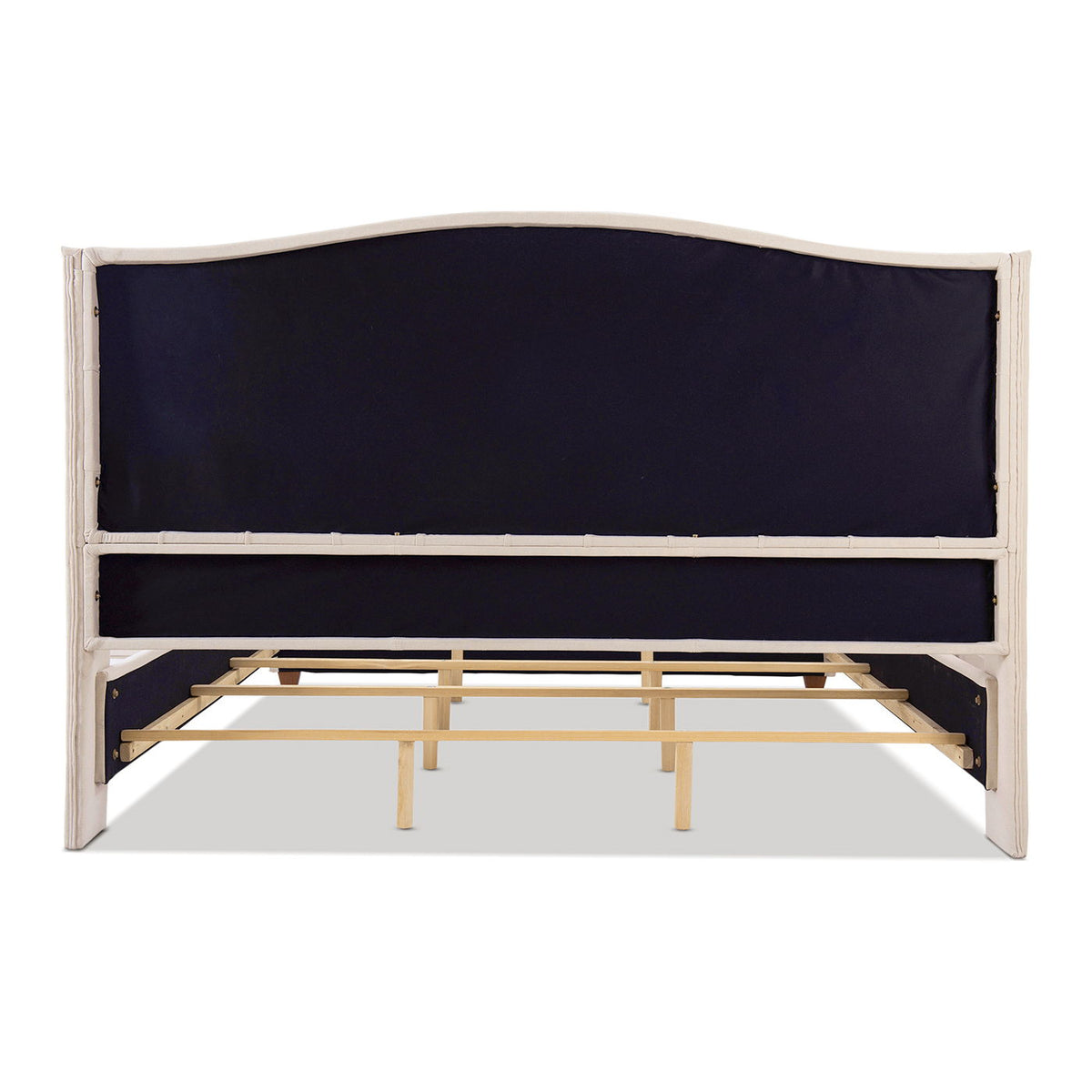 Marcella - King Upholstered Shelter Headboard Bed Set - Beige