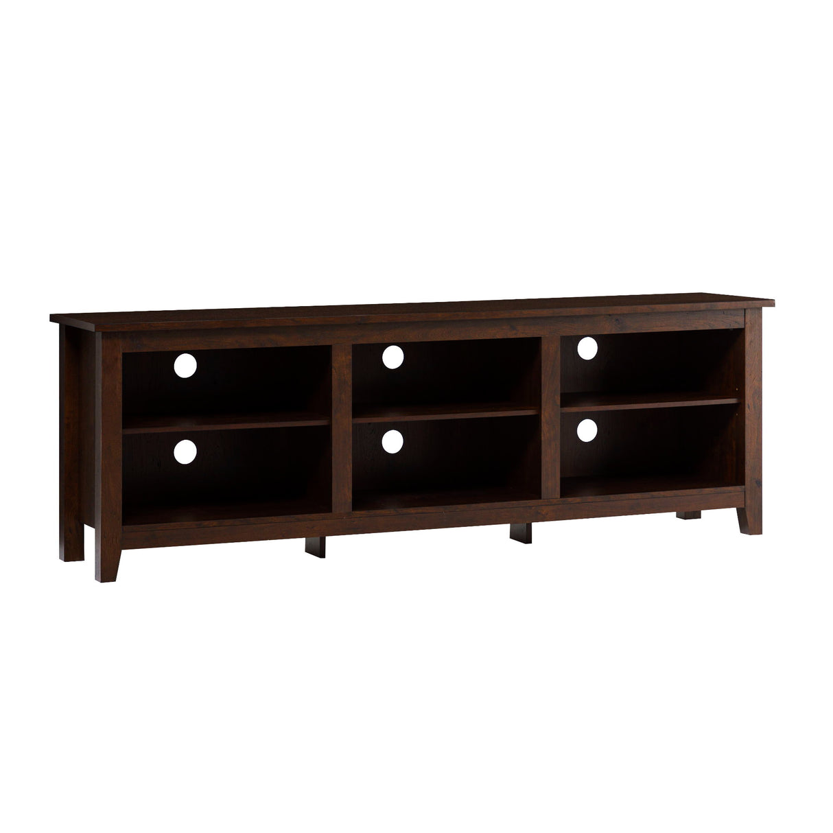 Modern Transitional 3 Shelf Open Storage 70" TV Stand For 80" TVs - Brown by Walker Edison | Bel Furniture