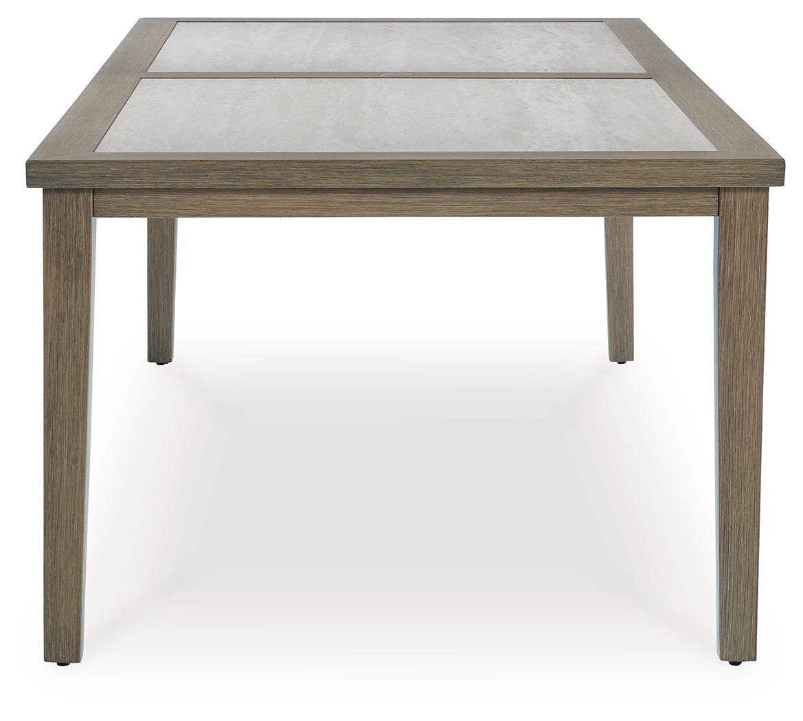 Rainier Ranch - Brown / Beige - Rectangle Dining Table With Umbrella Option by Signature Design by Ashley® | Bel Furniture