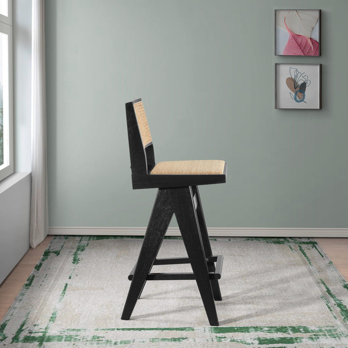 Keira - Bar Stool (Set of 2) - Black / Rattan by Ashcroft Furniture | Bel Furniture