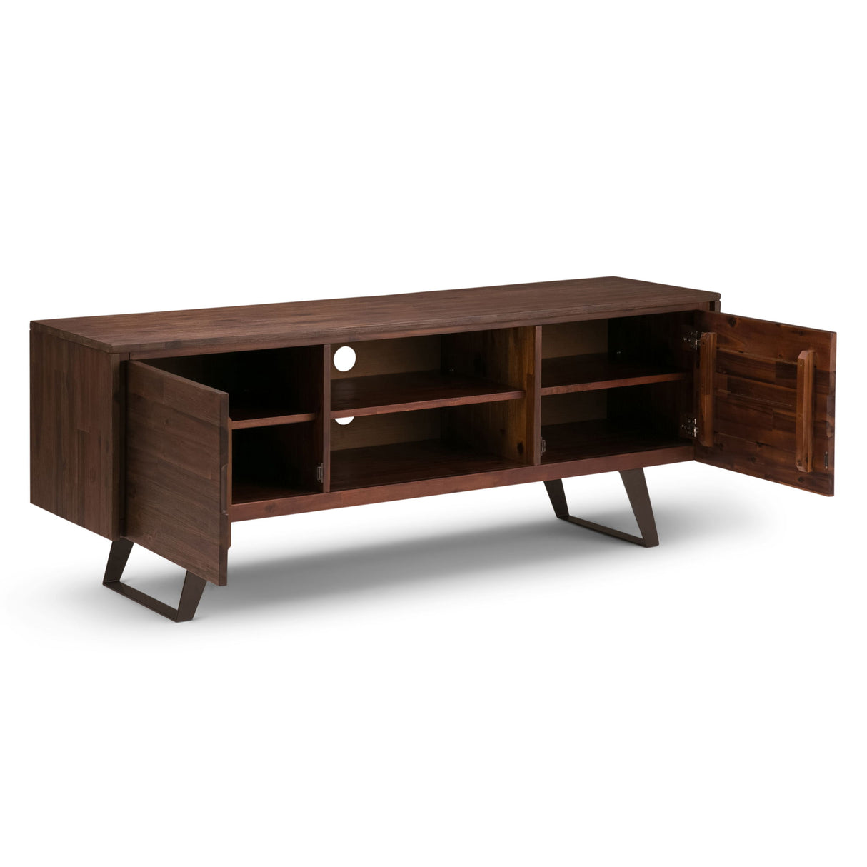 Lowry - TV Media Stand - Distressed Charcoal Brown by Simpli-Home | Bel Furniture