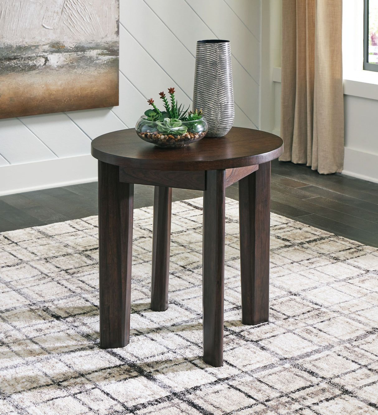 Korestone 2 - Dark Brown - Round End Table by Signature Design by Ashley® | Bel Furniture