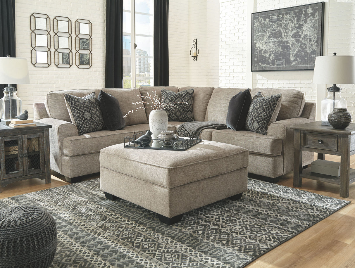 Bovarian - Sectional Set Beige 3 Pc. - Left Arm Facing Loveseat, Right Arm Facing Sofa with Corner Wedge Sectional, Ottoman by Signature Design by Ashley® | Bel Furniture