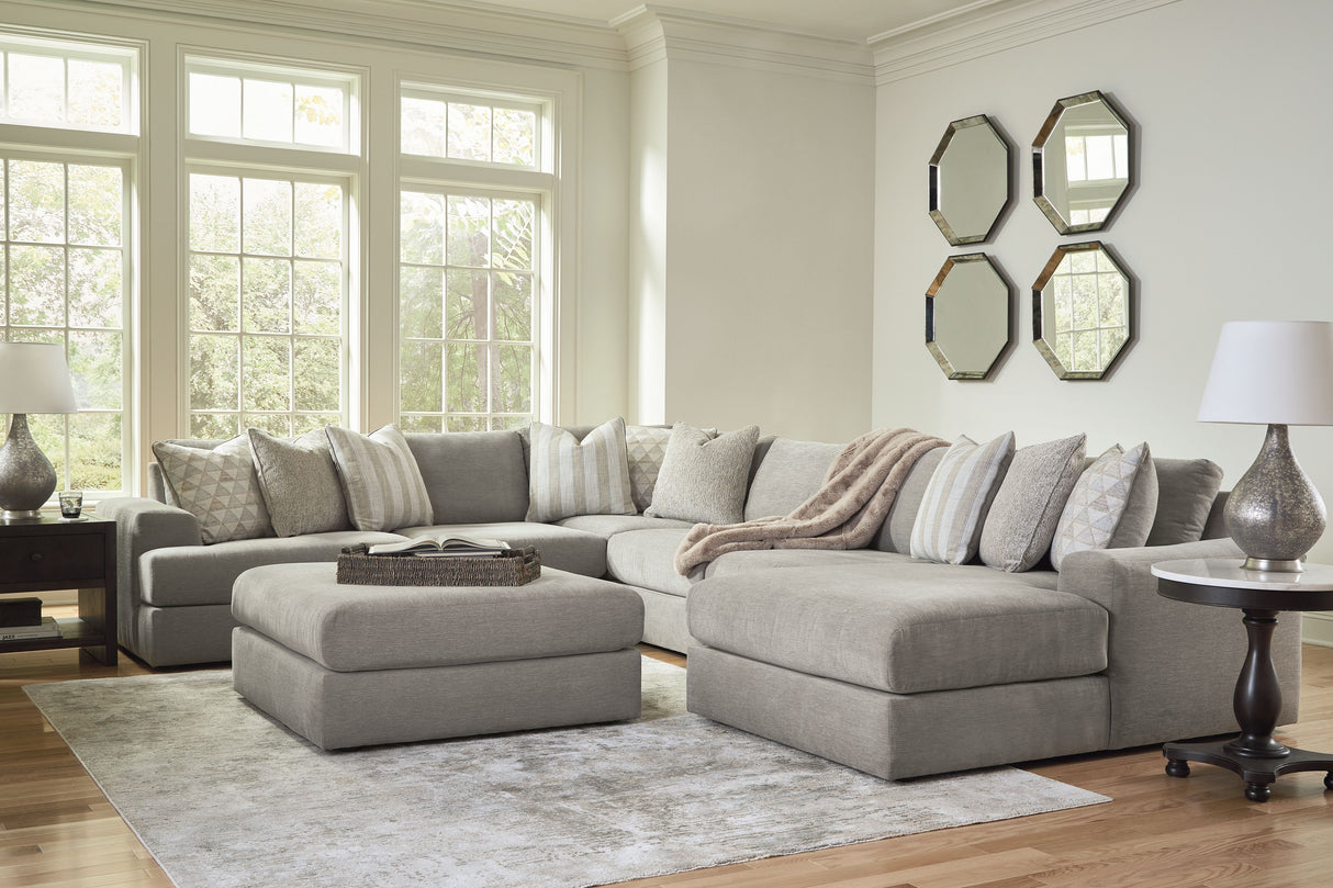 Avaliyah - Living Room Set Dark Gray 7 Pc. - 6-Piece Sectional With RAF Corner Chaise, Ottoman by Signature Design by Ashley® | Bel Furniture