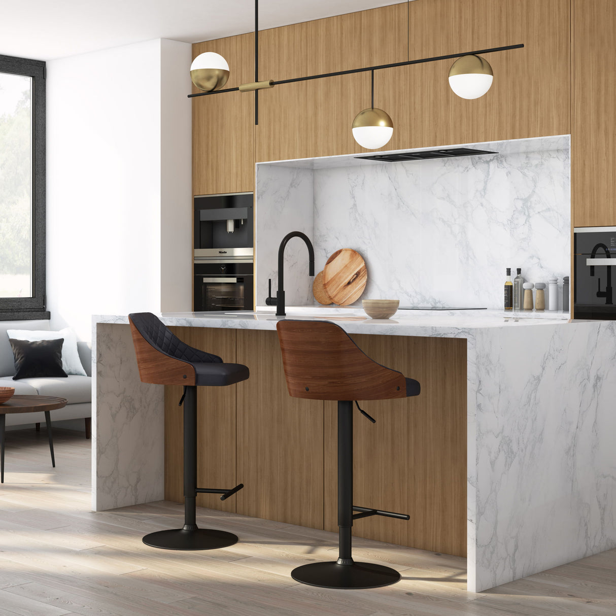 Edwin - Adjustable Swivel Bar Stool - Black by Simpli-Home | Bel Furniture